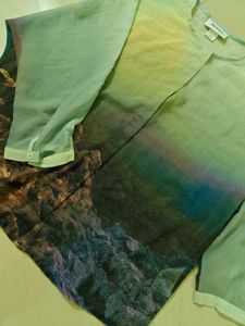 Scenic Print Button-Up Blouse