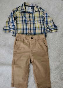 Baby Boys Plaid Shirt and Khaki Pants Set