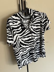 Zebra Print Button Down Shirt