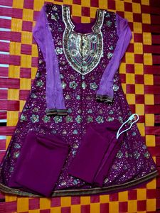 Designer Purple Kurta Set with Embellishments