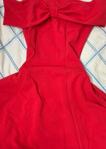 Chic Off-Shoulder Red Flare Dress