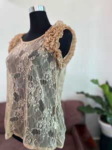Sheer Lace Ruffle Tank Top