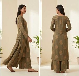 Olive Green Kurta Set with Palazzo