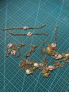 Gold Tone Mickey Mouse Charm Bracelets Set