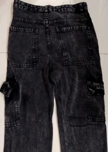 Charcoal Black Cargo Jeans