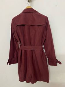 Maroon Belted Trench Coat