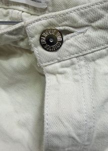 White Lace Trim Denim Shorts