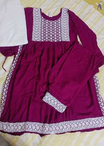 Purple Kurta Set Embroidery with dupatta