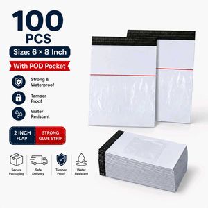 100 PCS Poly Mailers 8x12 Inch with POD Pocket – W