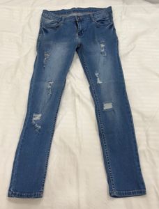 Blue Distressed Skinny Jeans
