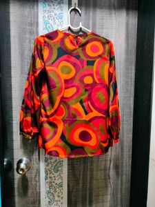 Colourful Retro-print Ladies Top