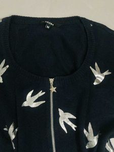 Stylish Navy Blue Bird Print Cardigan Top💙✨