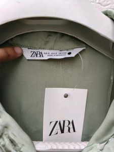 New with tag ZARA Satin Button-Up Shirt
