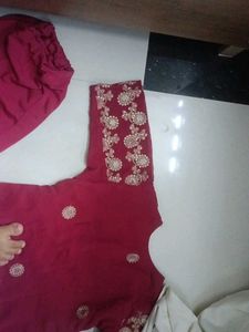 Maroon Embroidered Kurta Set