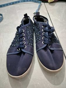 Navy Lace Sneakers