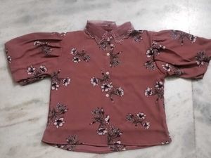 Stylish Floral Print Peach Top
