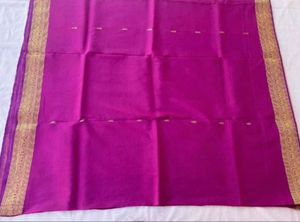 Vibrant magenta Silk Saree with Gold Border
