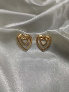 Chic Gold Tone Heart Earrings