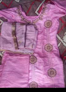 Pink Embroidered Kurta Set with Dupatta