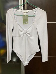 H&M Ribbed White Bodysuit