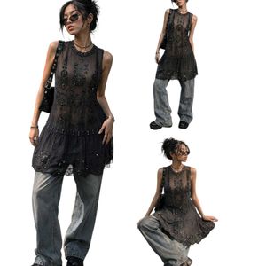 Embellished Sheer Black Flapper Dress
