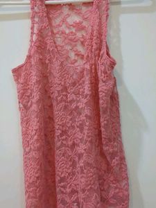 Coral Lace Tank Top