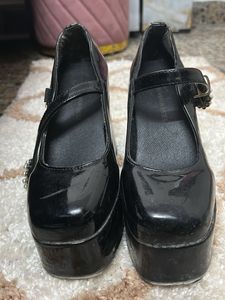 Black Patent Chunky Platform Heels