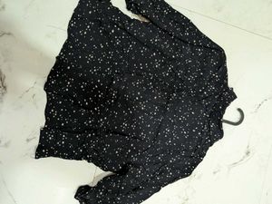 XXL Black Star Print Collared Shirt
