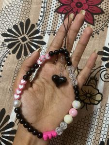 Beaded Heart Phone Charm Strap
