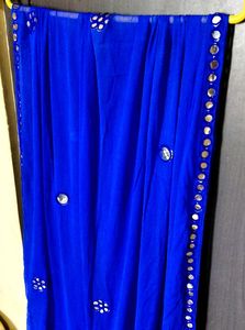 Royal Blue dupatta with Mirror Work