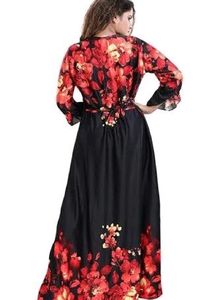 Elegant Black &amp; Red Floral Gown