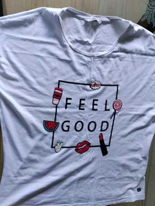 White "Feel Good" Graphic T-Shirt