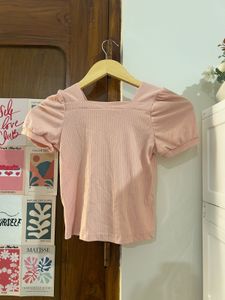 Cute Puff Sleeve Square Neck Top