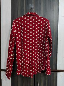 Red Polka Dot Button-Up Shirt