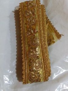 Golden Embroidered Lace Trim