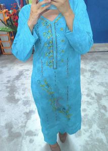 Beautiful Blue Kurta trouser chiffon dupatta