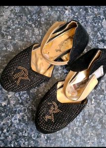 Sparkly Black &amp; Gold Ballerinas