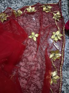Red gotta patti handmade saree Gold Embellishments