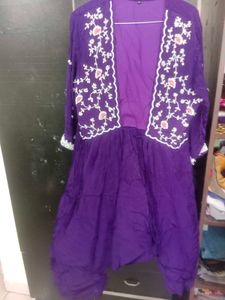 Beautiful Purple Embroidered crop top with plazo j