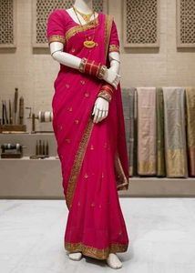 Vibrant Pink Embroidered Georgette Saree