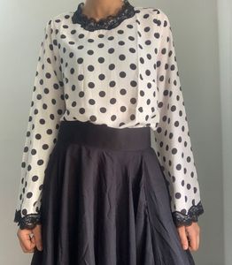 Polka Dot Print Top For Layering/ Styling