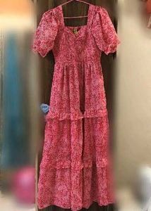 Pink Floral Midi Dress