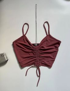 Ruched Drawstring Crop Top