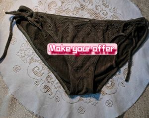 Olive Green Textured Bikini Bottom