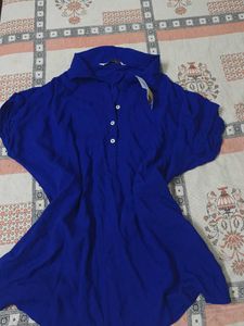 Royal Blue Kurta top with White Buttons