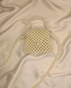Pearl Beaded Clutch Bag with Chain
