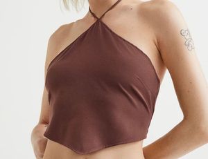 Brown Halter Neck Crop Top