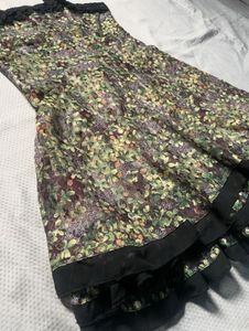 Floral Print Mini Dress with Lace Trim