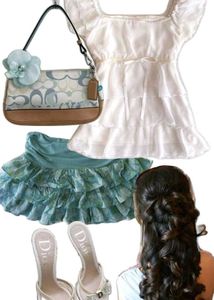 Light Blue Ruffled Mini Skirt with shorts attached