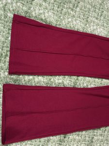 Stylish Maroon Flared Pants | High Waist Stretchab